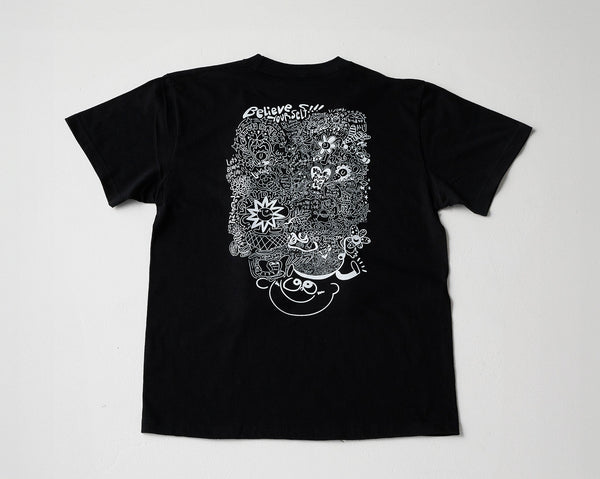 脳内お花畑アフロちゃん（白抜き）(T-shirts)
