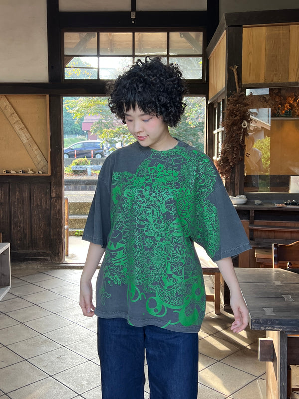 脳内お花畑アフロちゃん！Tシャツ【GREEN】