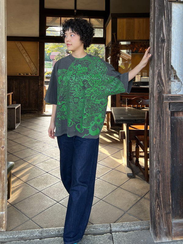 脳内お花畑アフロちゃん！Tシャツ【GREEN】