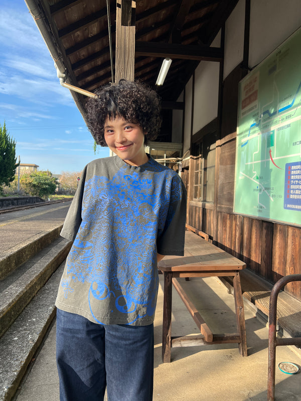 脳内お花畑アフロちゃん！Tシャツ【BLUE】